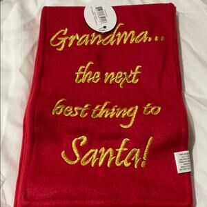 Christmas Grandma scarf red embroidered NWT